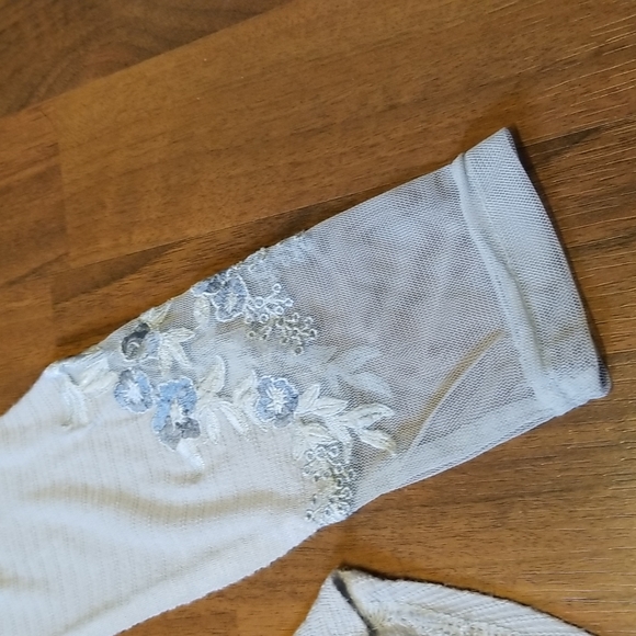 Free People Saheli Glacial Ice Blue Mesh Bodice Floral Embroidered Top, … - Picture 7 of 16